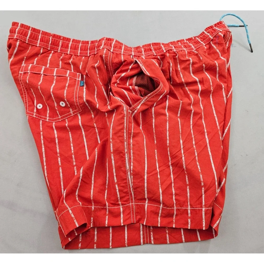 Tommy Bahama Relax Mens 2XL Swim Trunks Red White Striped Nylon Board Shorts